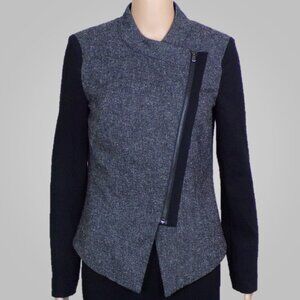 WORTHINGTON size S gray/black zip-front light jacket polyester/rayon/spandex